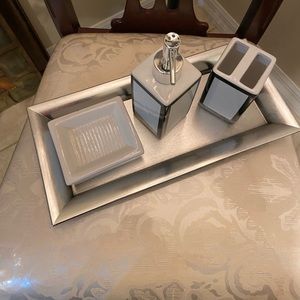 4 Piece bathroom white vanity set with black trim